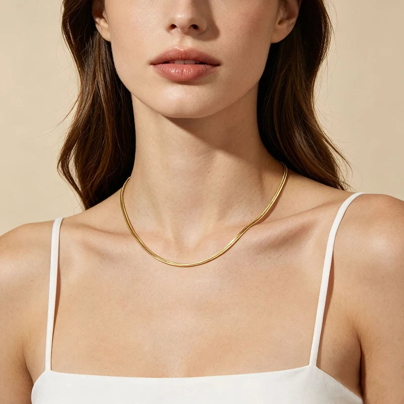 Collier ras du cou unisexe en chaîne serpent