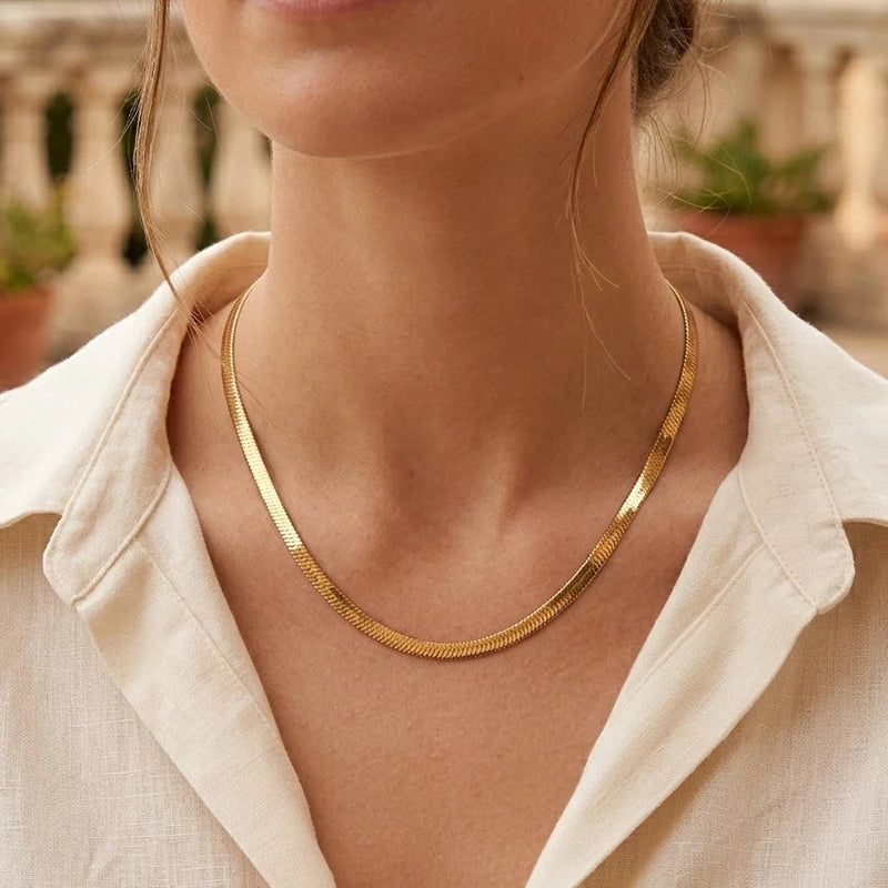 Collier ras du cou unisexe en chaîne serpent